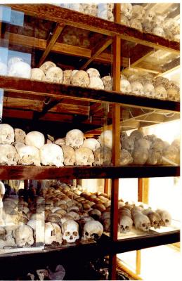 the skulls of the Memorial Stupa