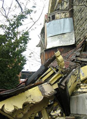Window tinned, porch roof collapsed