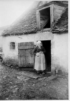 OLD PHOTO  O1     Old woman with wooden shoes