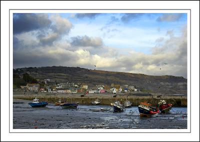 Boats and town, Lyme Regis, Dorset