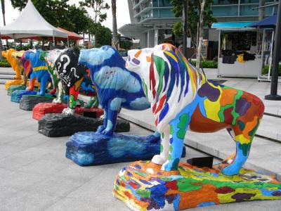 Colourful lions