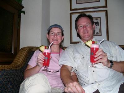 Having a Singapore Sling - cheers