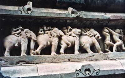 Elephant Traffic Jam! (10th C. temple frieze, Khajuraho, India) by len_taylor
