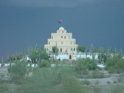 Tovrea castle in  Phoenix with Arizona flag