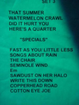 song list