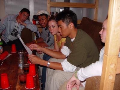 Tony learning chinese numbers for the first chinese drinking game.