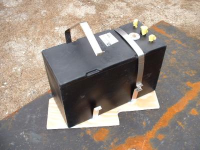 18 gal. Tempo fuel tank with metal straps. Platform to be mounted under port cockpit seat.