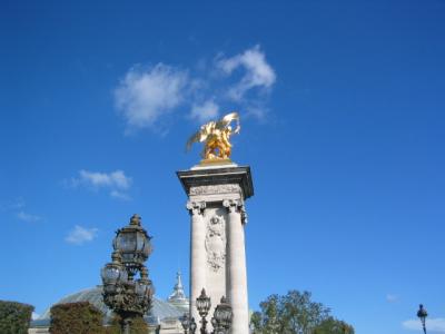Statue on bridge