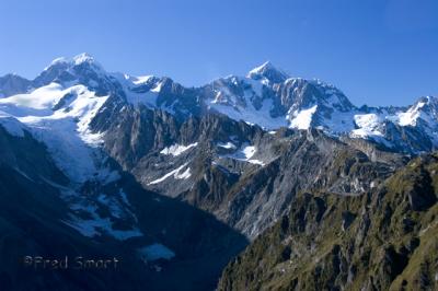 Mts Cook and Tasman from helicopter