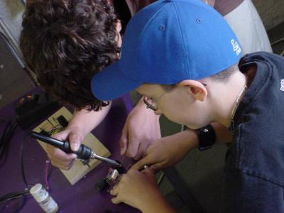 Stefan and Tyler  working on the motor