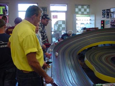 racing at the slot car track