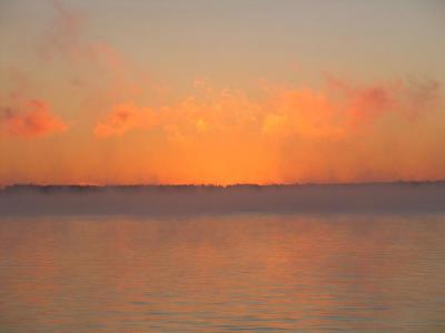 11-04 fog over lake; sunrise
