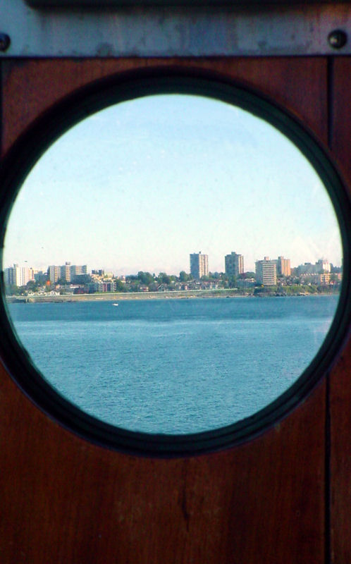 View of Victoria thru portal on ferry