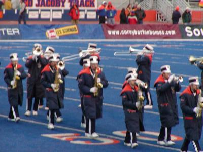 gotta have a shot of their trombones, LOOK at what they're wearing! heavy coats!