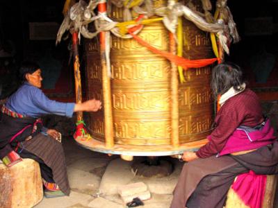 Turning the prayer wheel