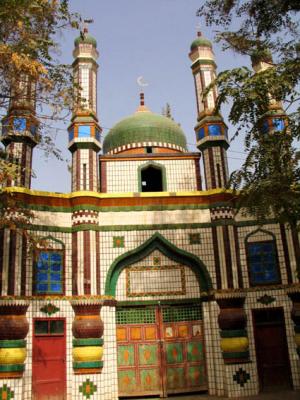 Colorful neighborhood mosque in Turfan
