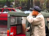 Taxi driver taking a break
