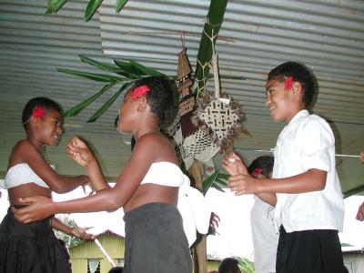 The children performing a dance for us