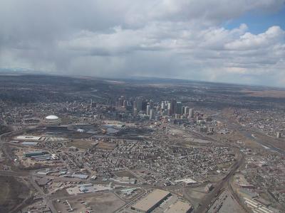 View of Calgary from the plane