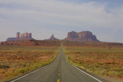 Driving towards Monument Valley