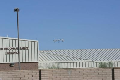 On the road outside of Vegas, we see a Predator drone