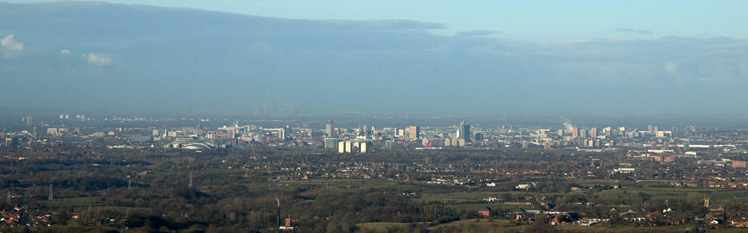Manchester and Salford from Hartshead Pike, March 2005