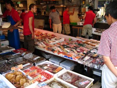 Vendors at Tsukiji Fish Market