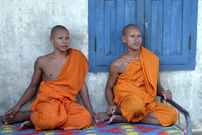 Cambodia-Siem Reap - Buddist Monastery - Monks- Color Contrast