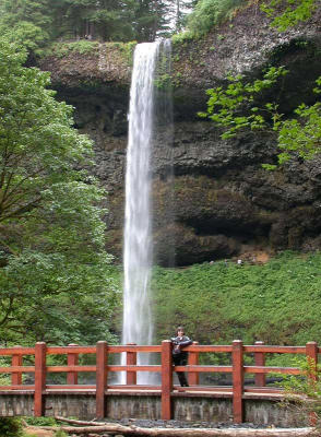 Judy poses in front of South Falls