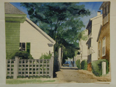 New England Summer Alley 18x 14 Signature on front 1968