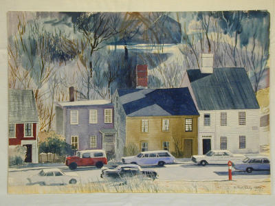 New England Winter Street 18x14^  Signature   on front 1969