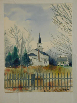 Winter Churchyard (on side in picture) 14 x 18  Sig on front  1969