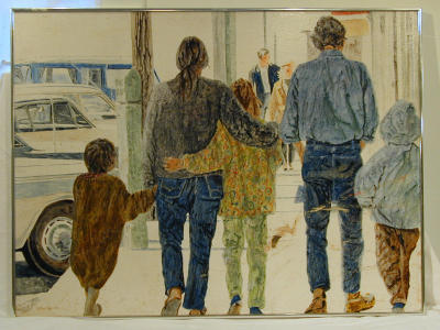 Family Walk on Main St (framed) 40 1/2x30 1/4 Sig on  front 1970