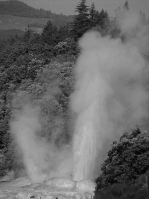 a geyser in the crater of the Moon