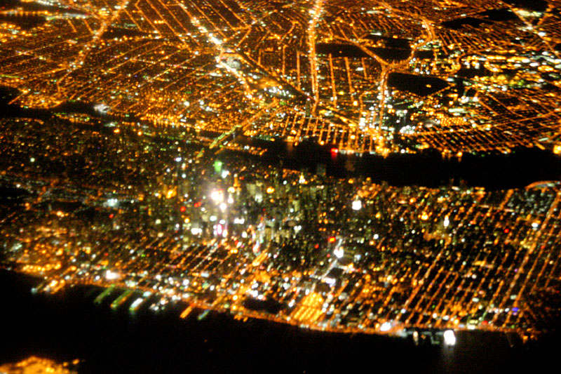 Manhatten from the sky at night