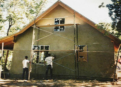 plastering the sides