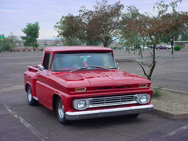 red Chevy pickup truck