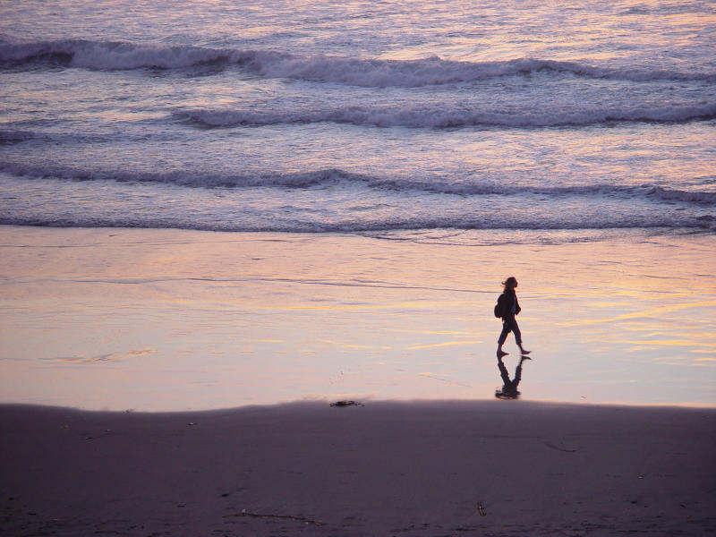 Sunset Walk at the Oceans Edge -by nee