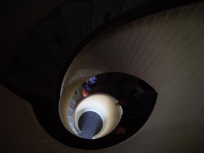 Woman Descending Spiral Staircase -by nee