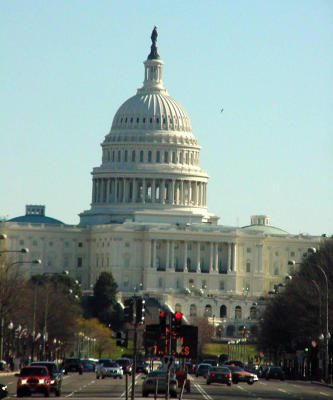 This picture of the Capitol Building was taken, as I looked down the street on the way to the National Gallery. It was very far away, actually.