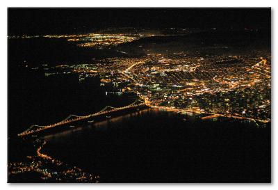 San Francisco and Bay Bridge by night