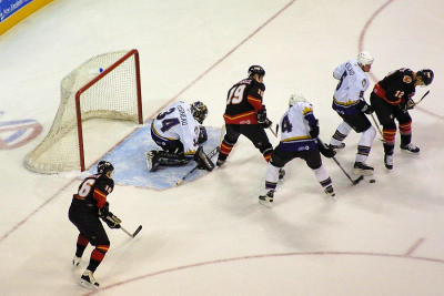 Seeley clears to puck for Cousineau