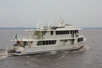 Luxury yacht on Amazon River