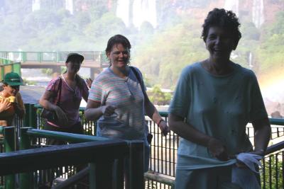 Angela & Shirley (after walking out on walkway-Iguacu Falls)