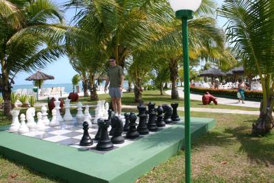 Randall on life size chess board (Blue Tree Resort