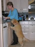 Kona is a great help in the kitchen