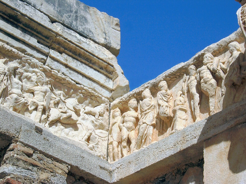 The better preserved friezes were taken to museums.