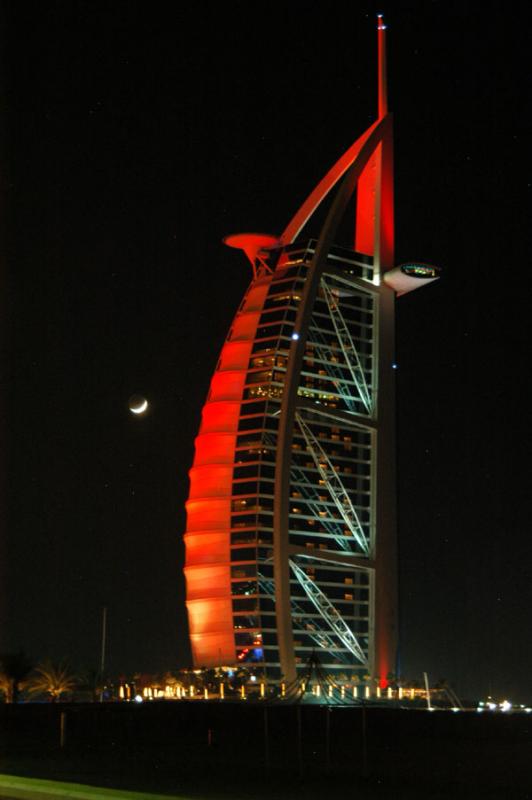 Burj Al Arab in red