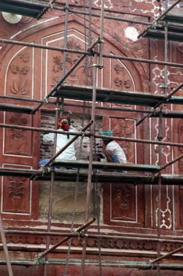 Repairs along the north wall of the Taj Mahal