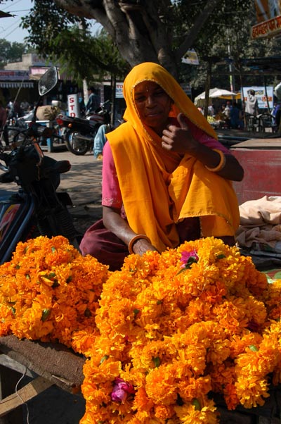 Woman selling flowers